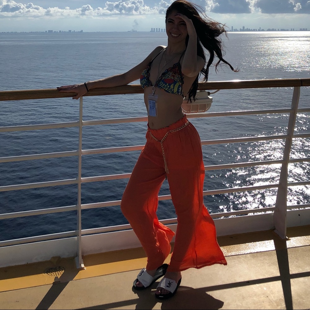 Orange linen pants